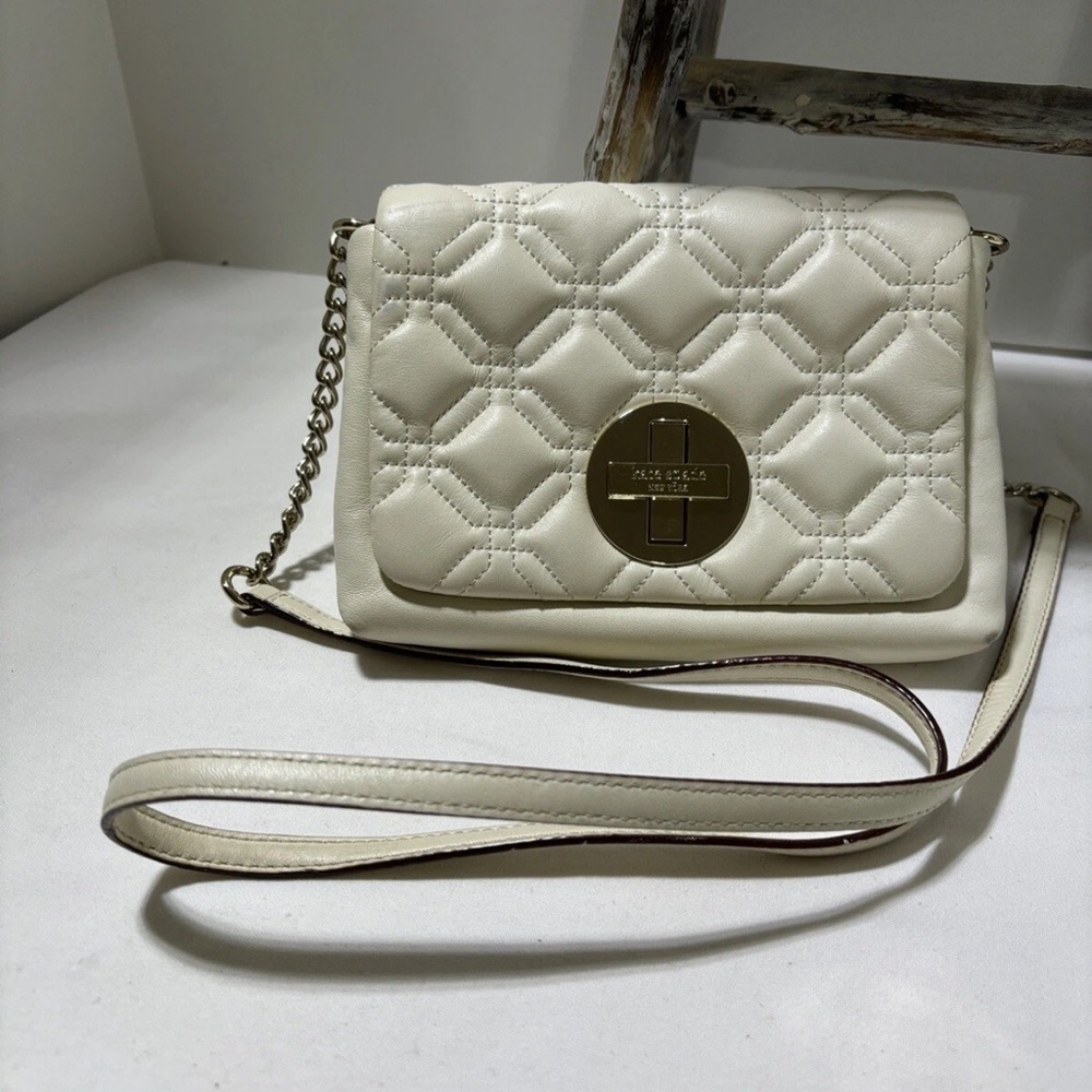 KATE SPADE ASTOR COURT Naomi Quilted WHITE Leather Crossbody Small Shoulder Bag